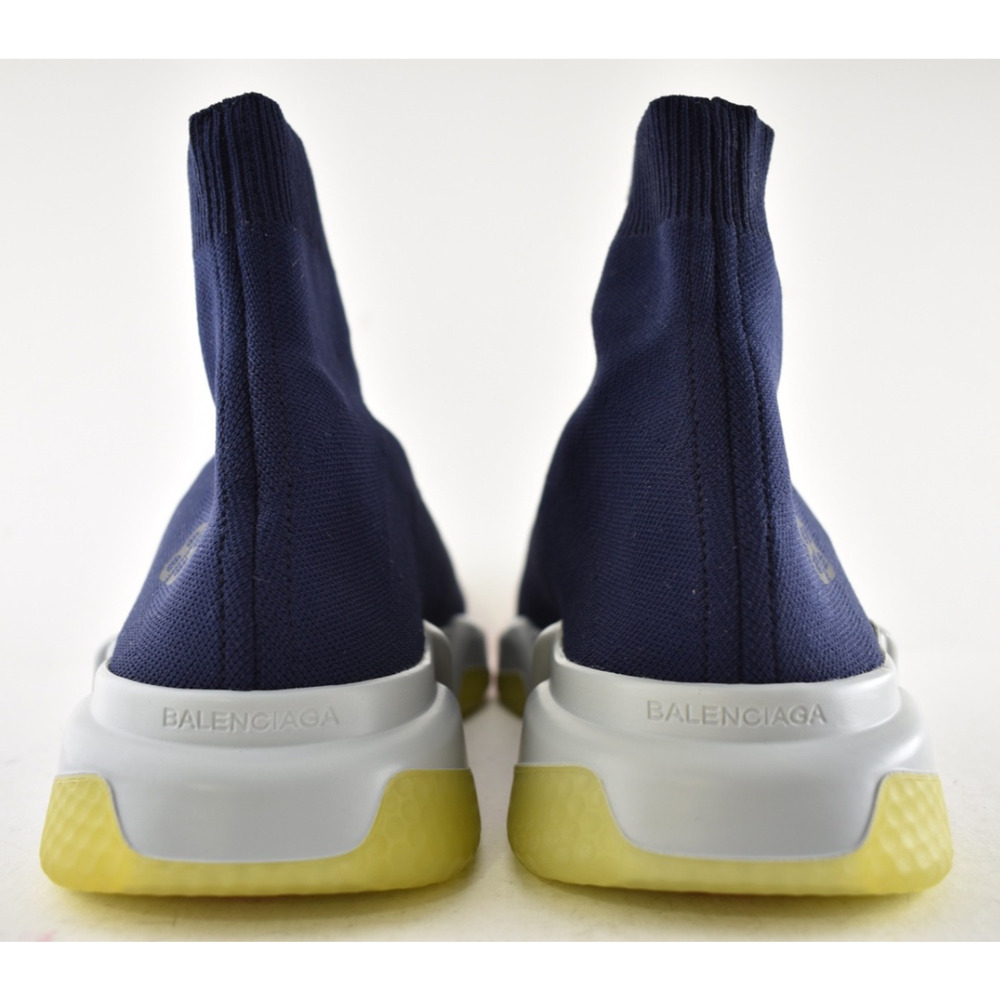 Balenciaga Mens Speed Sock Marine Navy Blue Grey BB Logo High Top Sneaker 44 11 - Picture 11 of 12